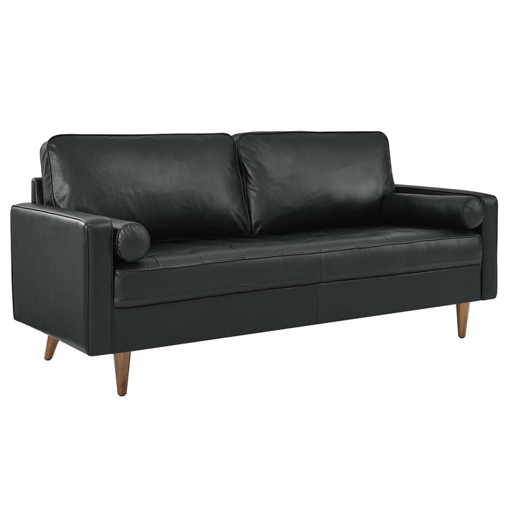 Valour Leather Sofa in Black