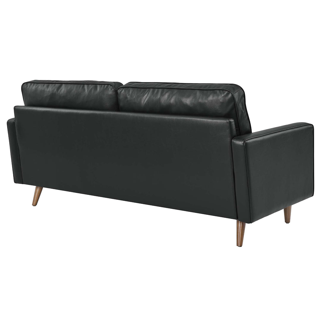 Valour Leather Sofa in Black