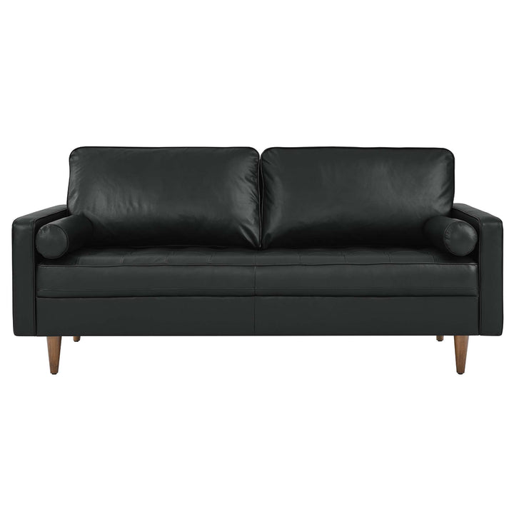 Valour Leather Sofa in Black