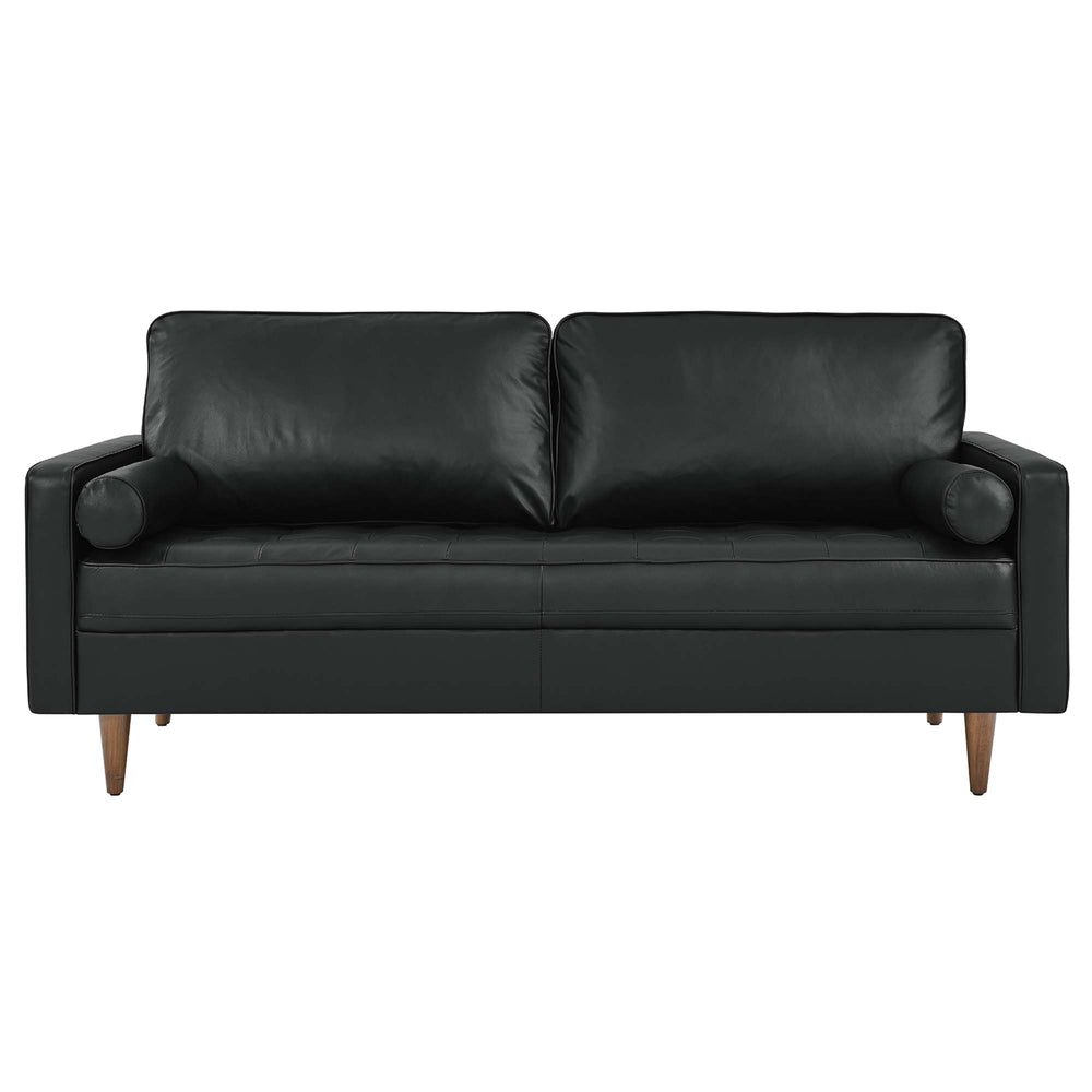Valour Leather Sofa in Black