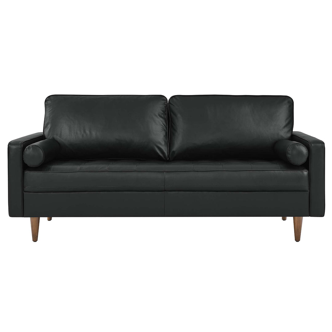 Valour Leather Sofa in Black