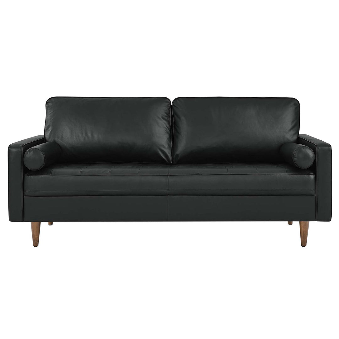 Valour Leather Sofa in Black