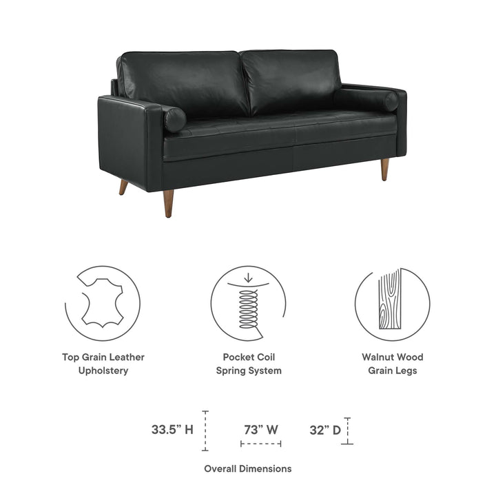 Valour Leather Sofa in Black
