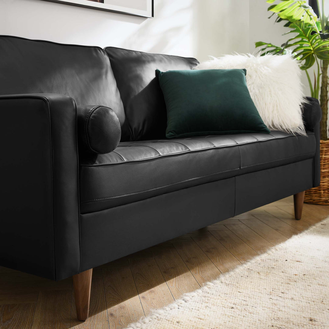 Valour Leather Sofa in Black