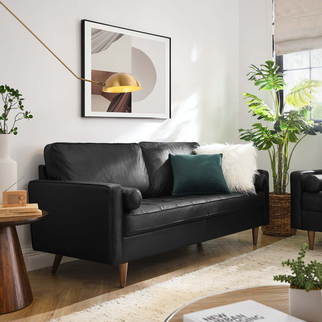 Valour Leather Sofa in Black
