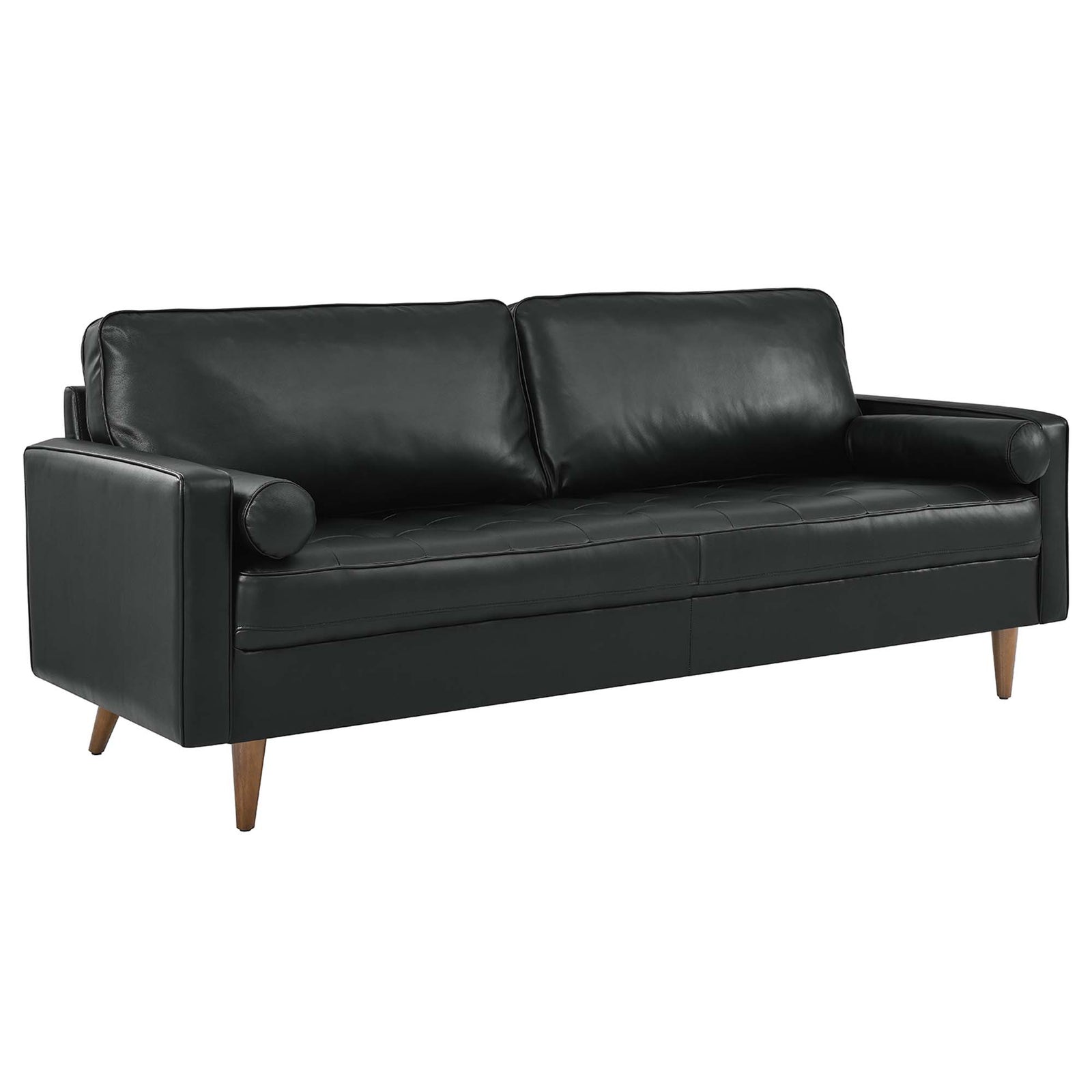 Valour 81" Leather Sofa in Black