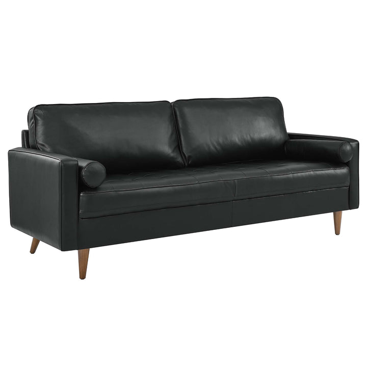 Valour 81" Leather Sofa in Black
