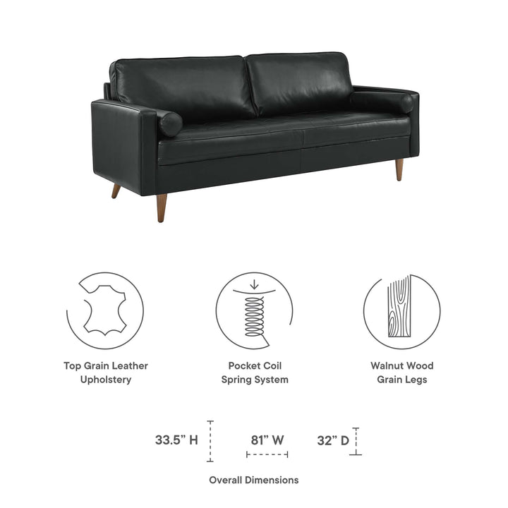 Valour 81" Leather Sofa in Black