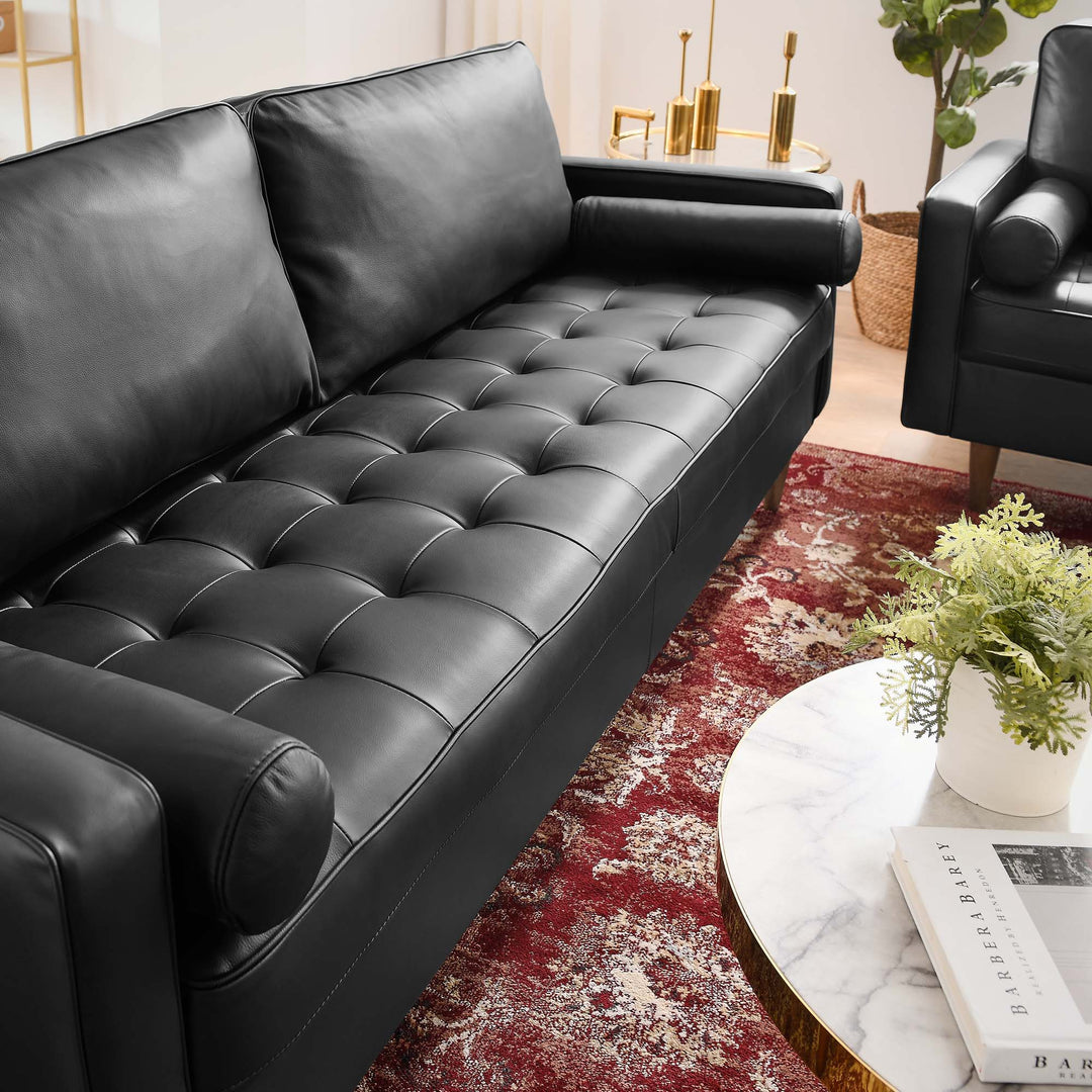 Valour 81" Leather Sofa in Black