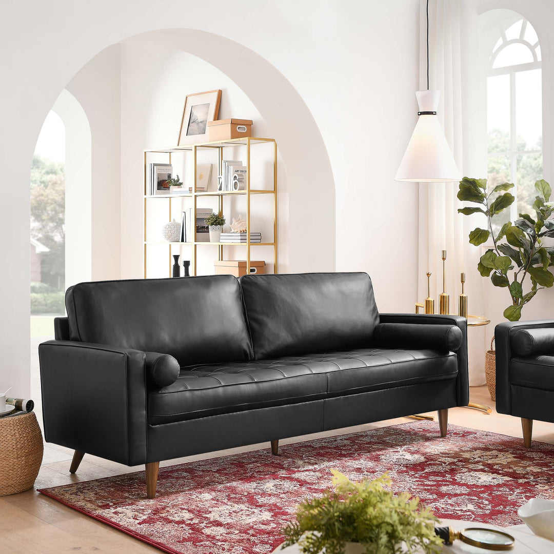 Valour 81" Leather Sofa in Black