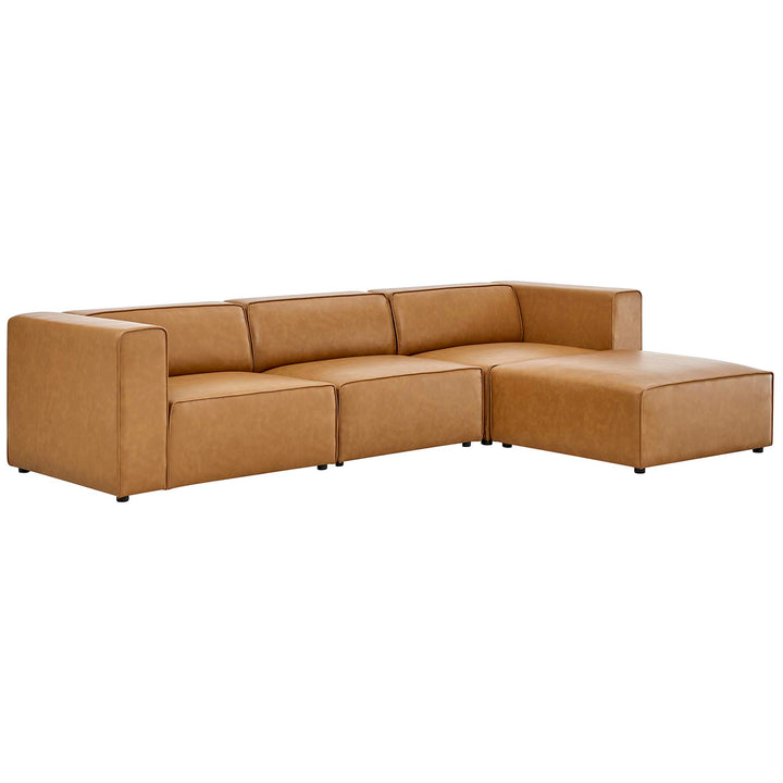 Mingle Vegan Leather Sofa and Ottoman Set in Tan