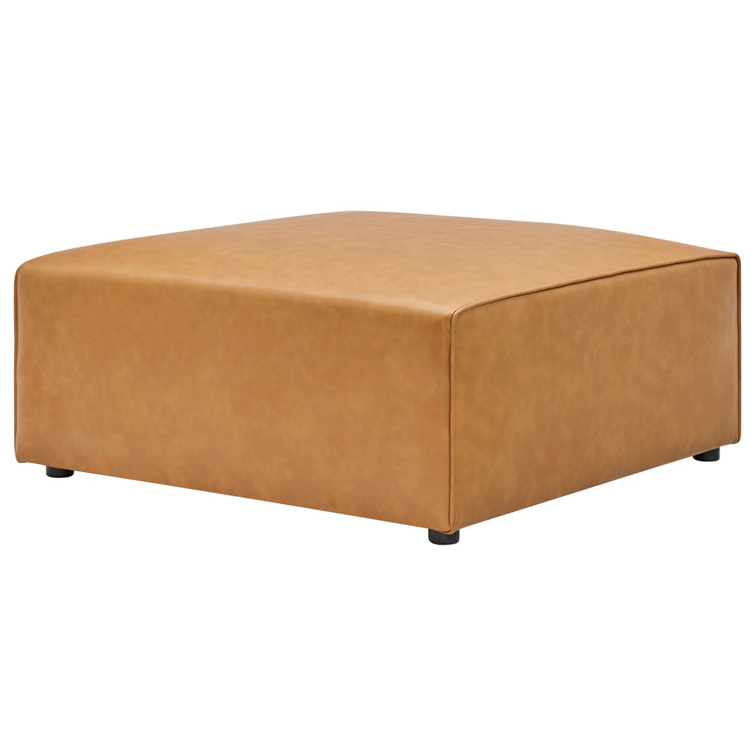 Mingle Vegan Leather Sofa and Ottoman Set in Tan