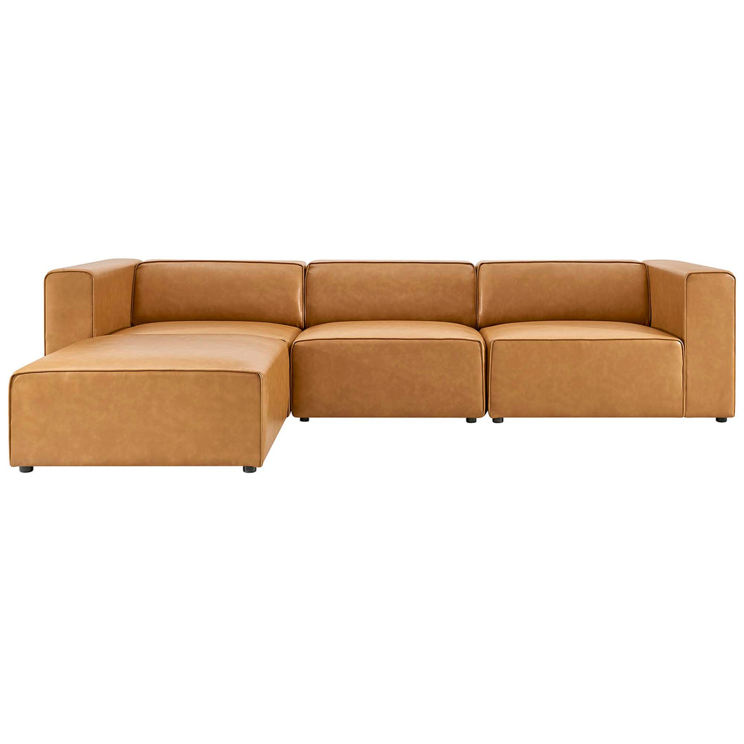 Mingle Vegan Leather Sofa and Ottoman Set in Tan