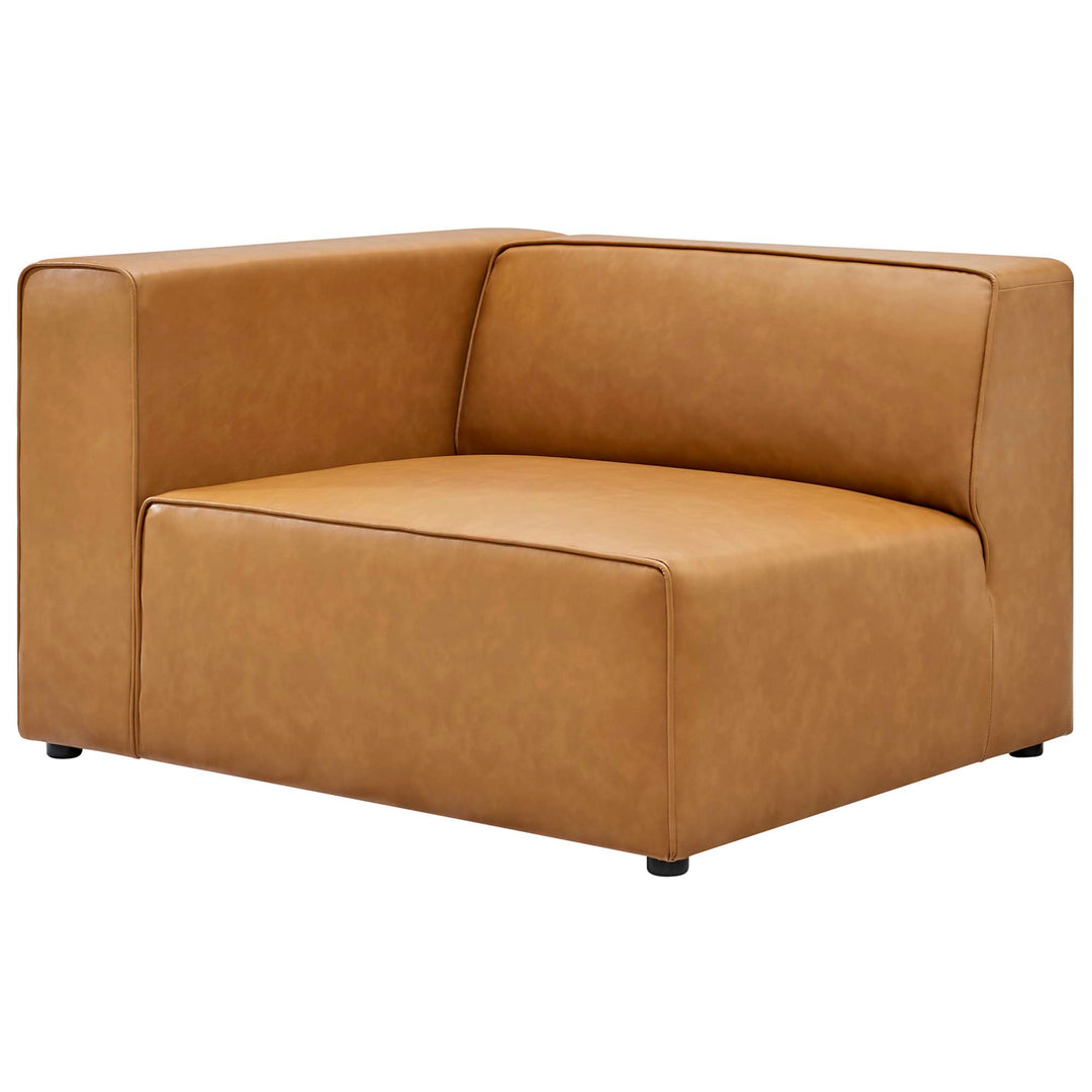 Mingle Vegan Leather Sofa and Ottoman Set in Tan