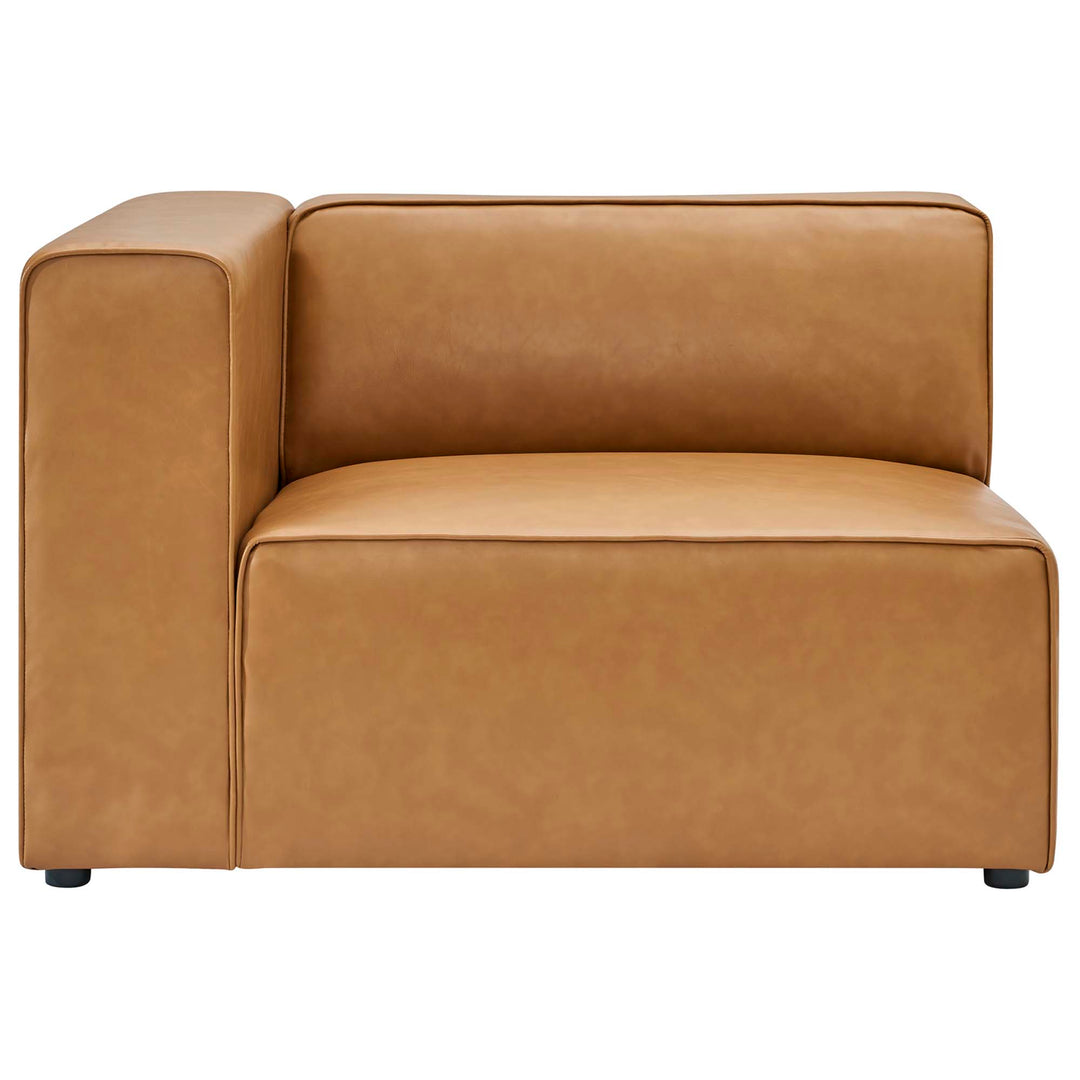 Mingle Vegan Leather Sofa and Ottoman Set in Tan