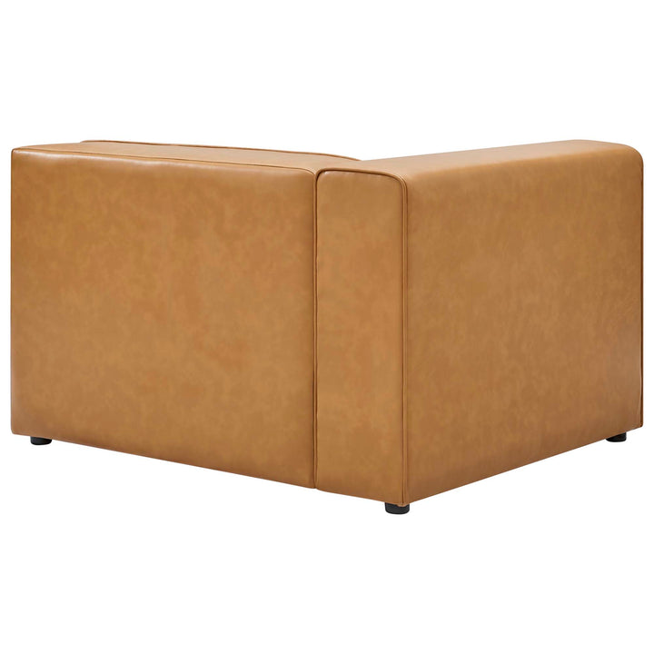 Mingle Vegan Leather Sofa and Ottoman Set in Tan