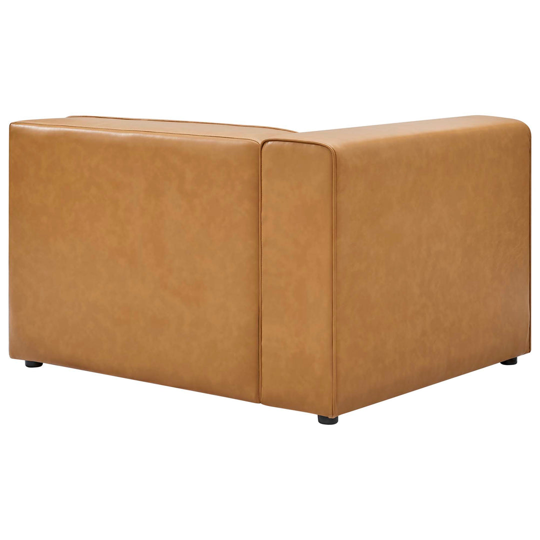 Mingle Vegan Leather Sofa and Ottoman Set in Tan