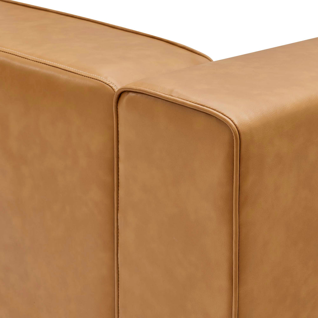 Mingle Vegan Leather Sofa and Ottoman Set in Tan