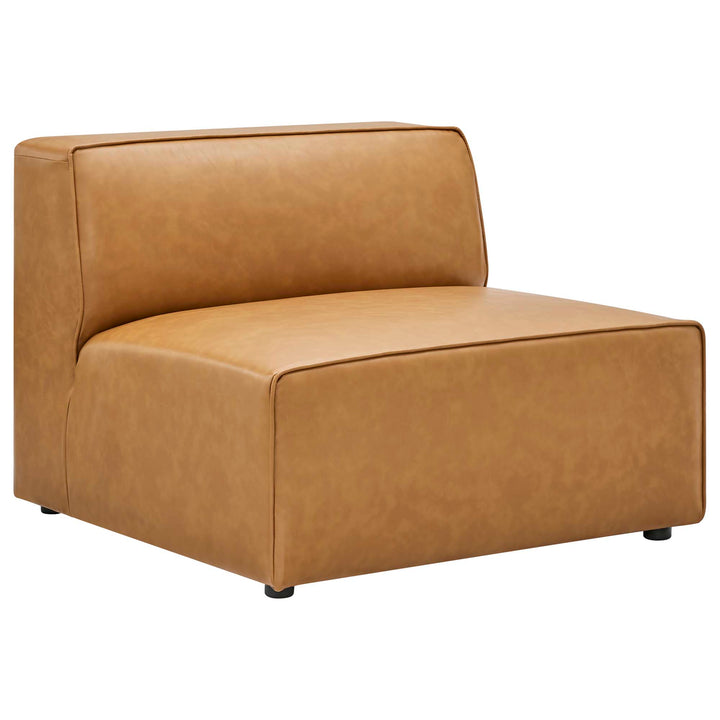 Mingle Vegan Leather Sofa and Ottoman Set in Tan