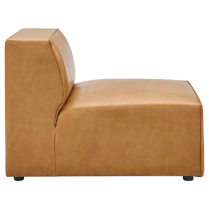 Mingle Vegan Leather Sofa and Ottoman Set in Tan