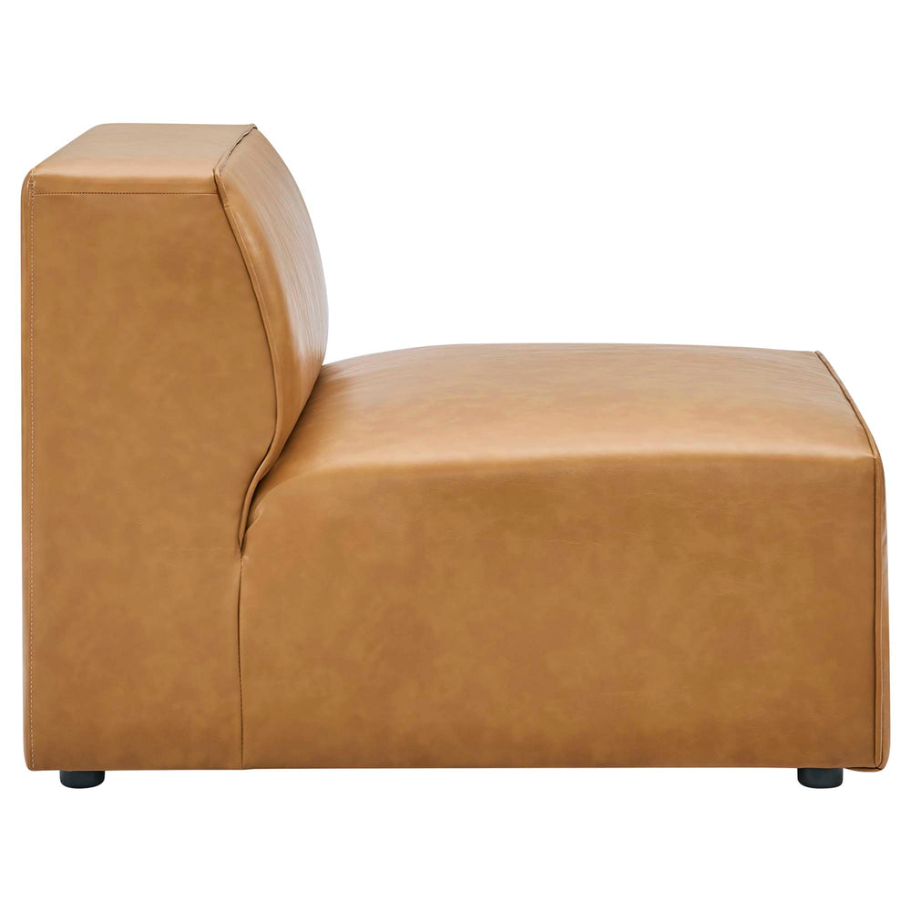 Mingle Vegan Leather Sofa and Ottoman Set in Tan