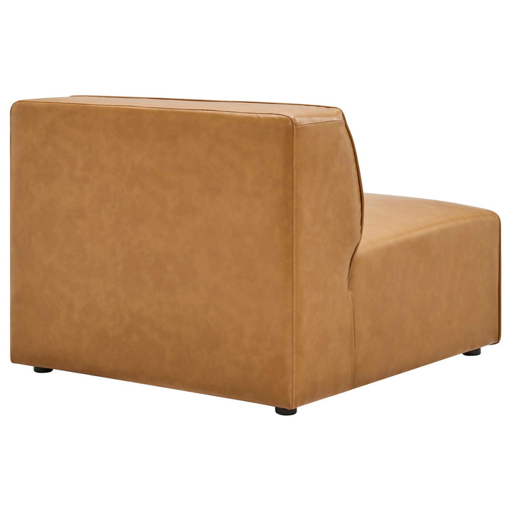Mingle Vegan Leather Sofa and Ottoman Set in Tan