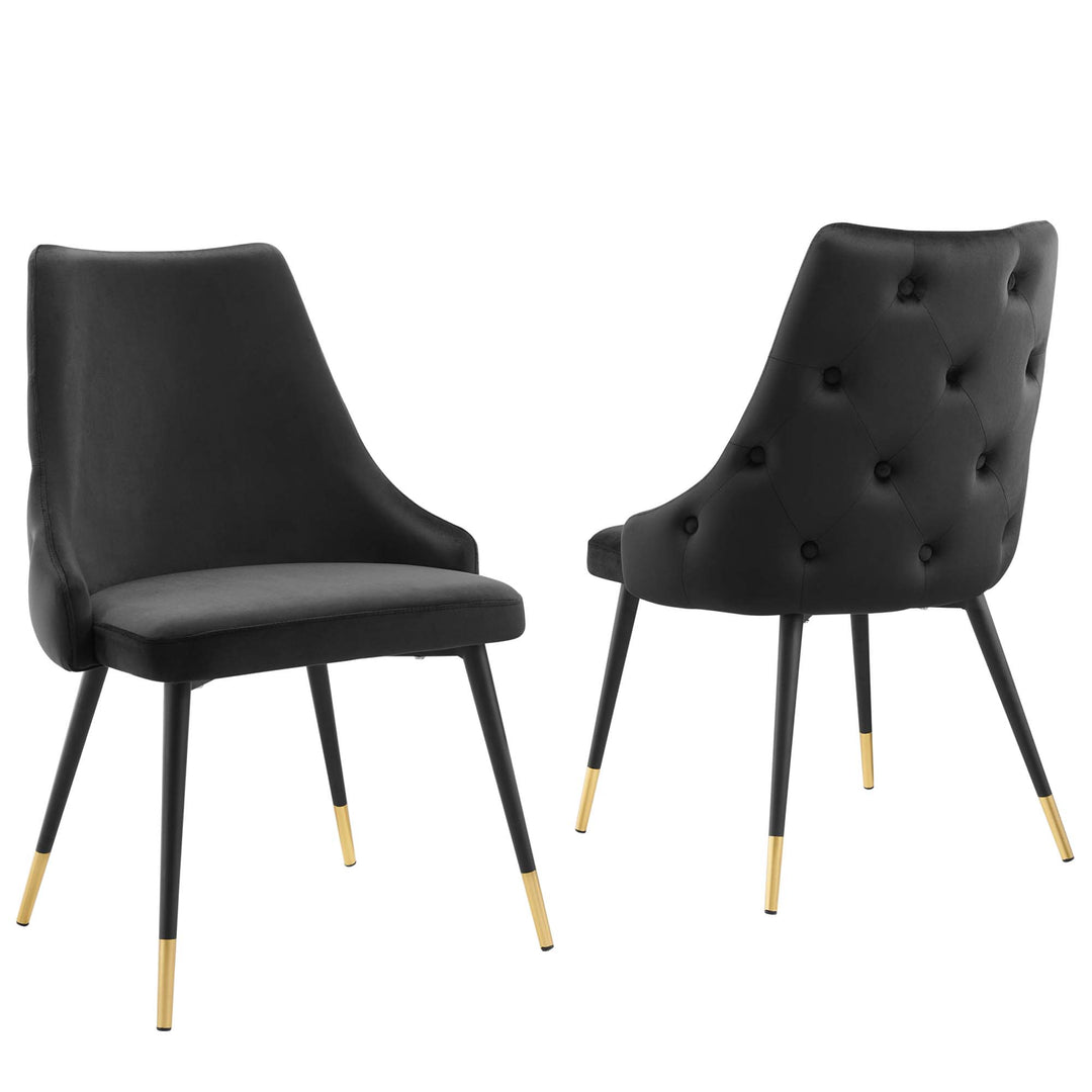 Adorn Performance Velvet Dining Side Chair Set of 2 in Black