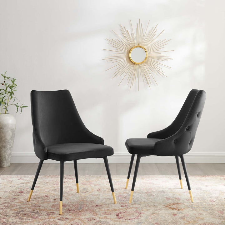 Adorn Performance Velvet Dining Side Chair Set of 2 in Black