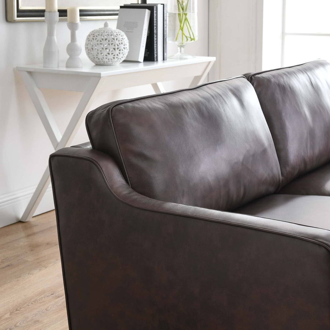 Impart Genuine Leather Sofa in Brown
