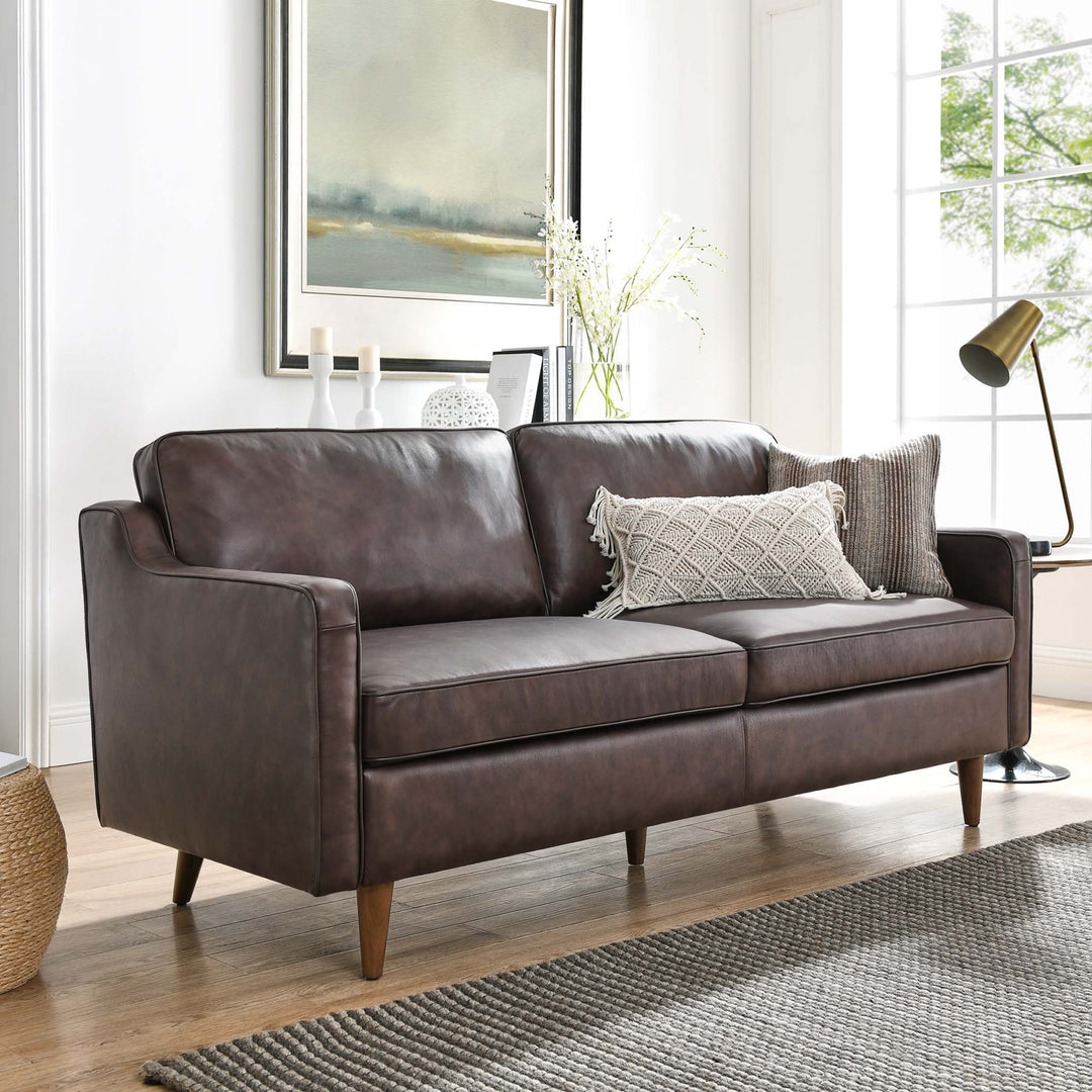Impart Genuine Leather Sofa in Brown