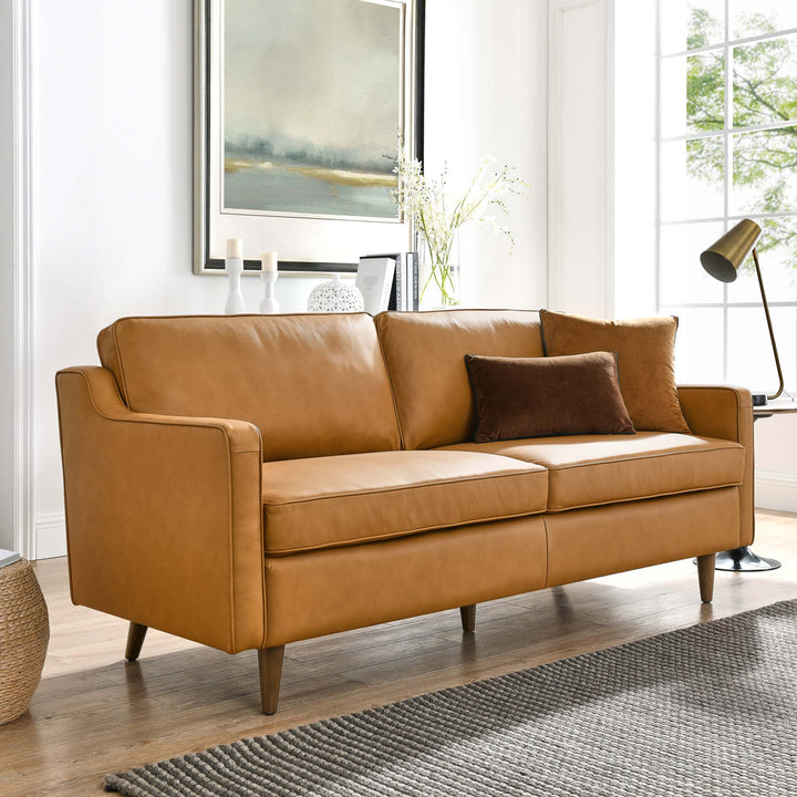 Impart Genuine Leather Sofa in Tan