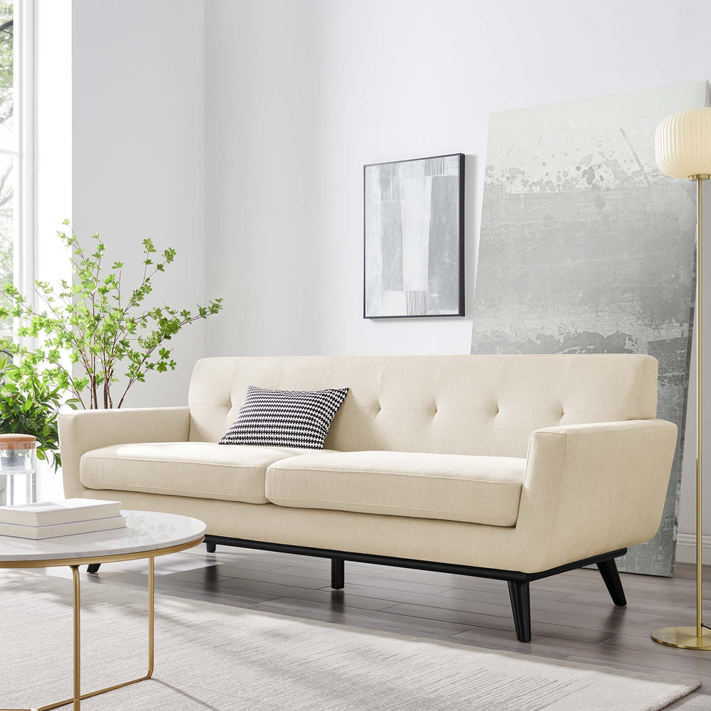 Engage Herringbone Fabric Sofa in Beige