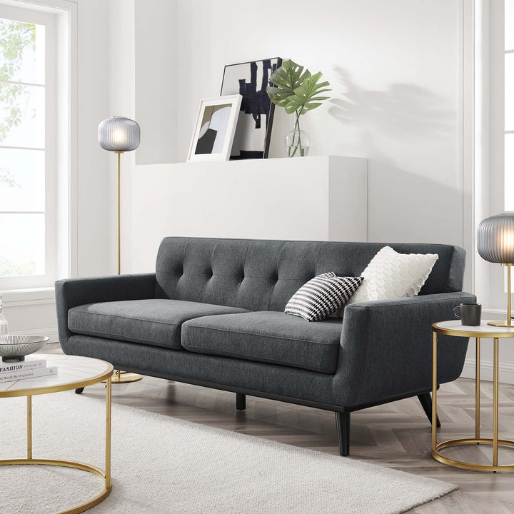 Engage Herringbone Fabric Sofa in Charcoal