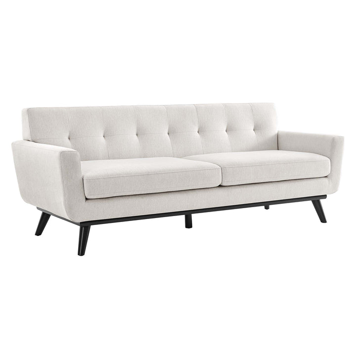 Engage Herringbone Fabric Sofa in Ivory - detail