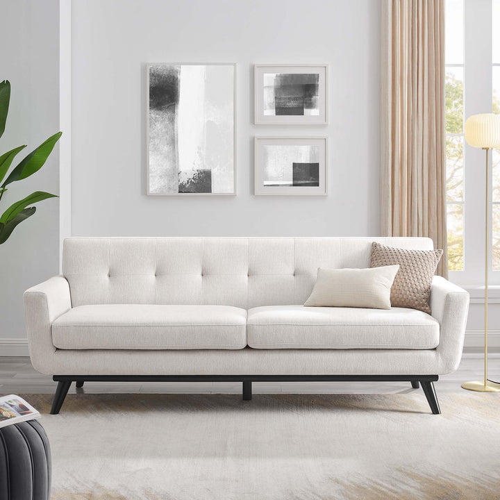 Engage Herringbone Fabric Sofa in Ivory