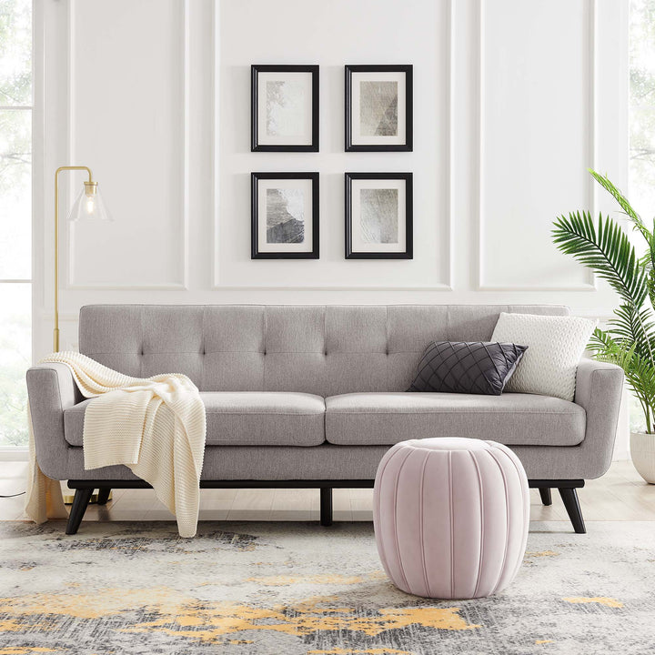 Engage Herringbone Fabric Sofa in Light Gray
