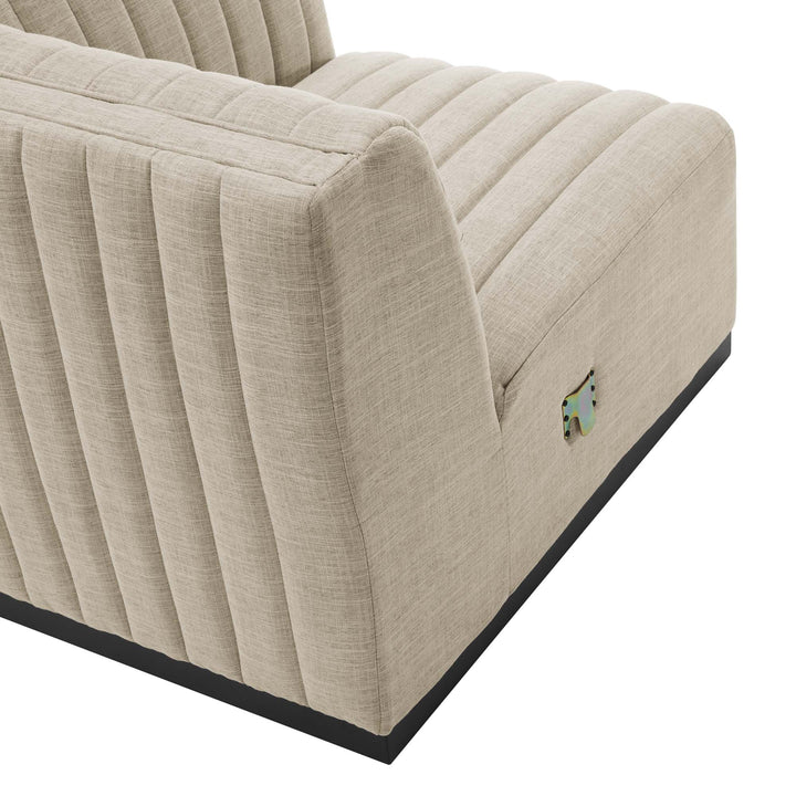 Conjure Channel Tufted Upholstered Fabric Sofa in Black Beige