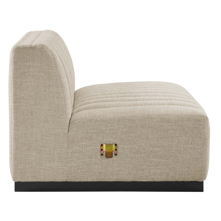 Conjure Channel Tufted Upholstered Fabric Sofa in Black Beige