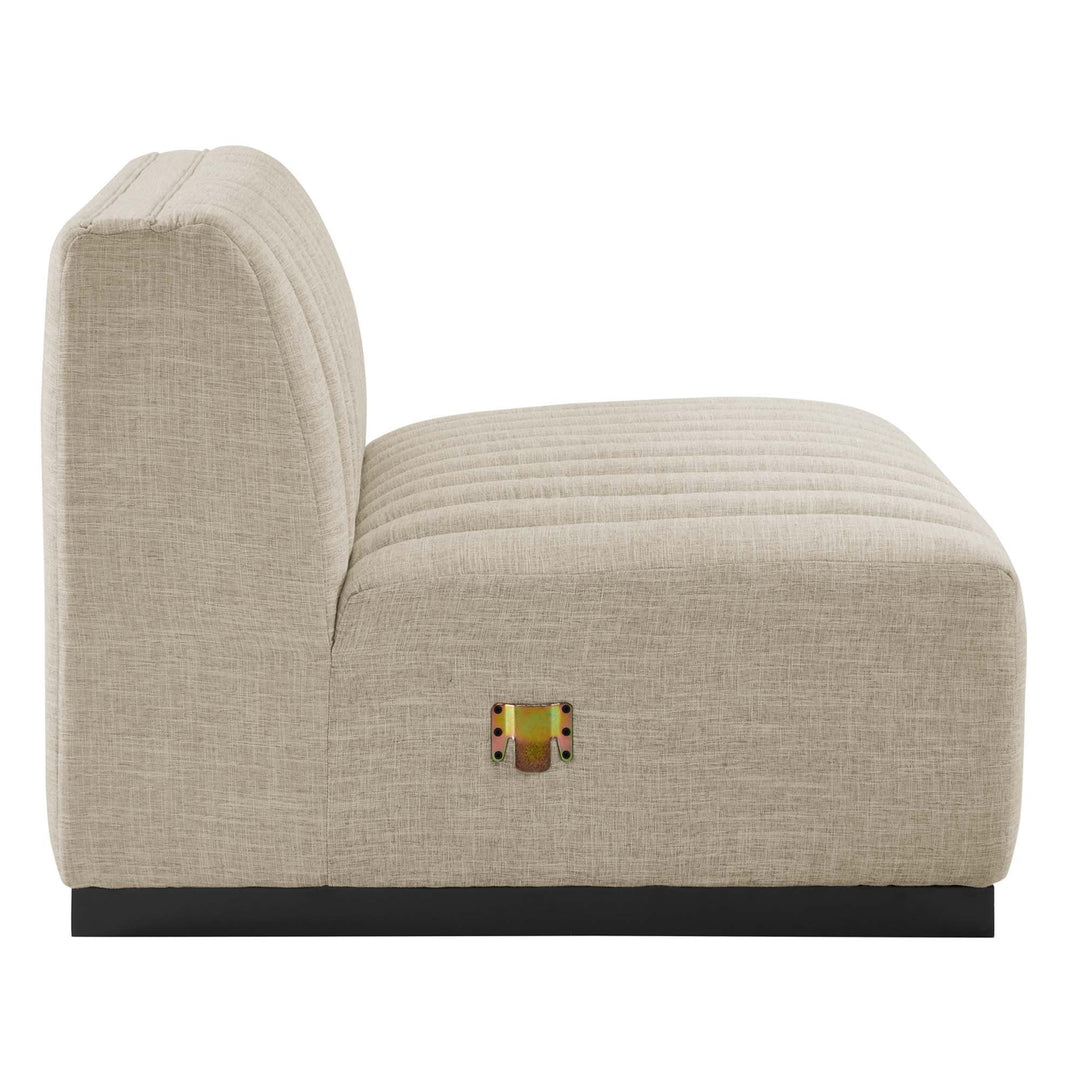 Conjure Channel Tufted Upholstered Fabric Sofa in Black Beige