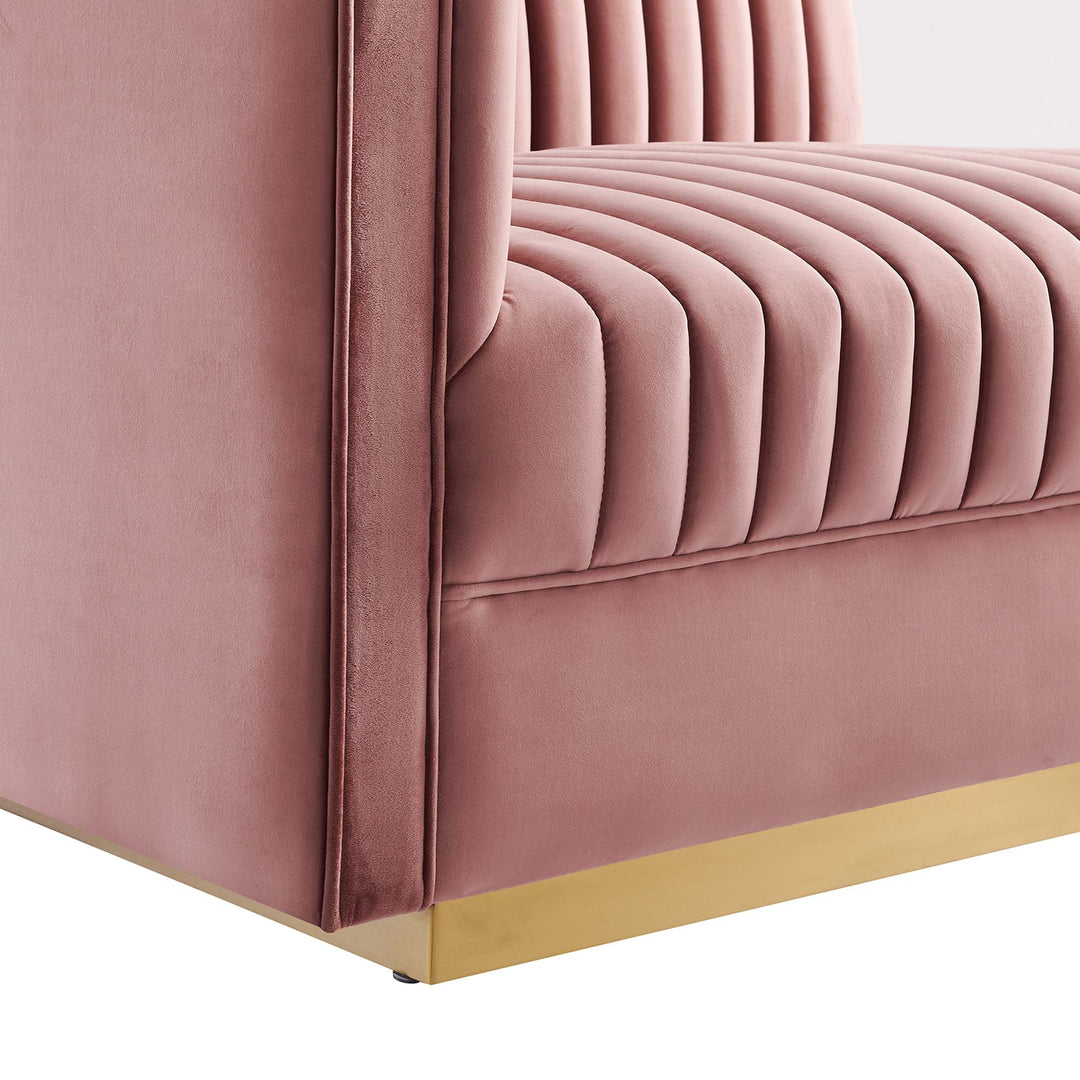 Sanguine Channel Tufted Performance Velvet 4-Seat Modular Sectional Sofa in Dusty Rose