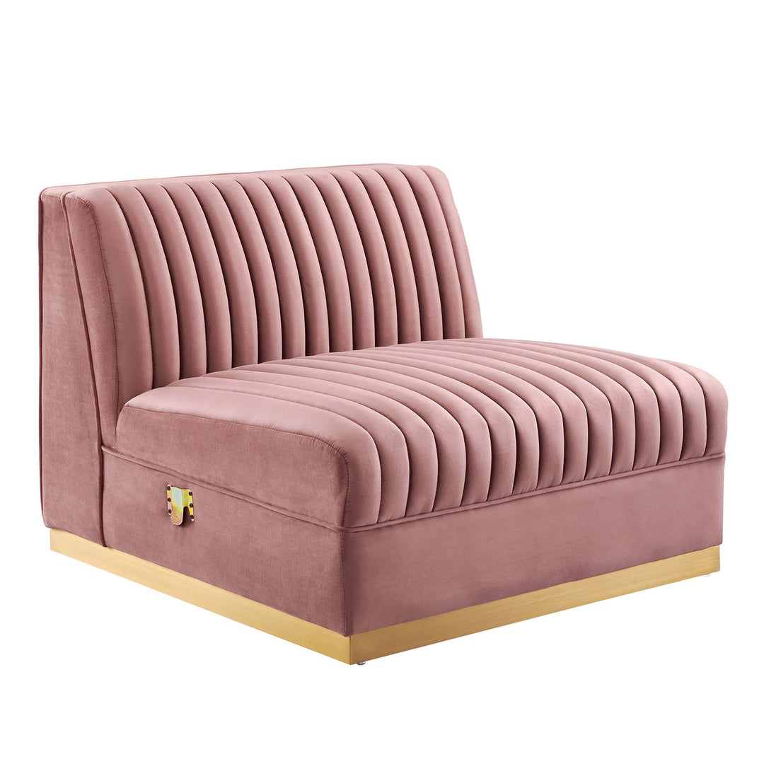 Sanguine Channel Tufted Performance Velvet 4-Seat Modular Sectional Sofa in Dusty Rose