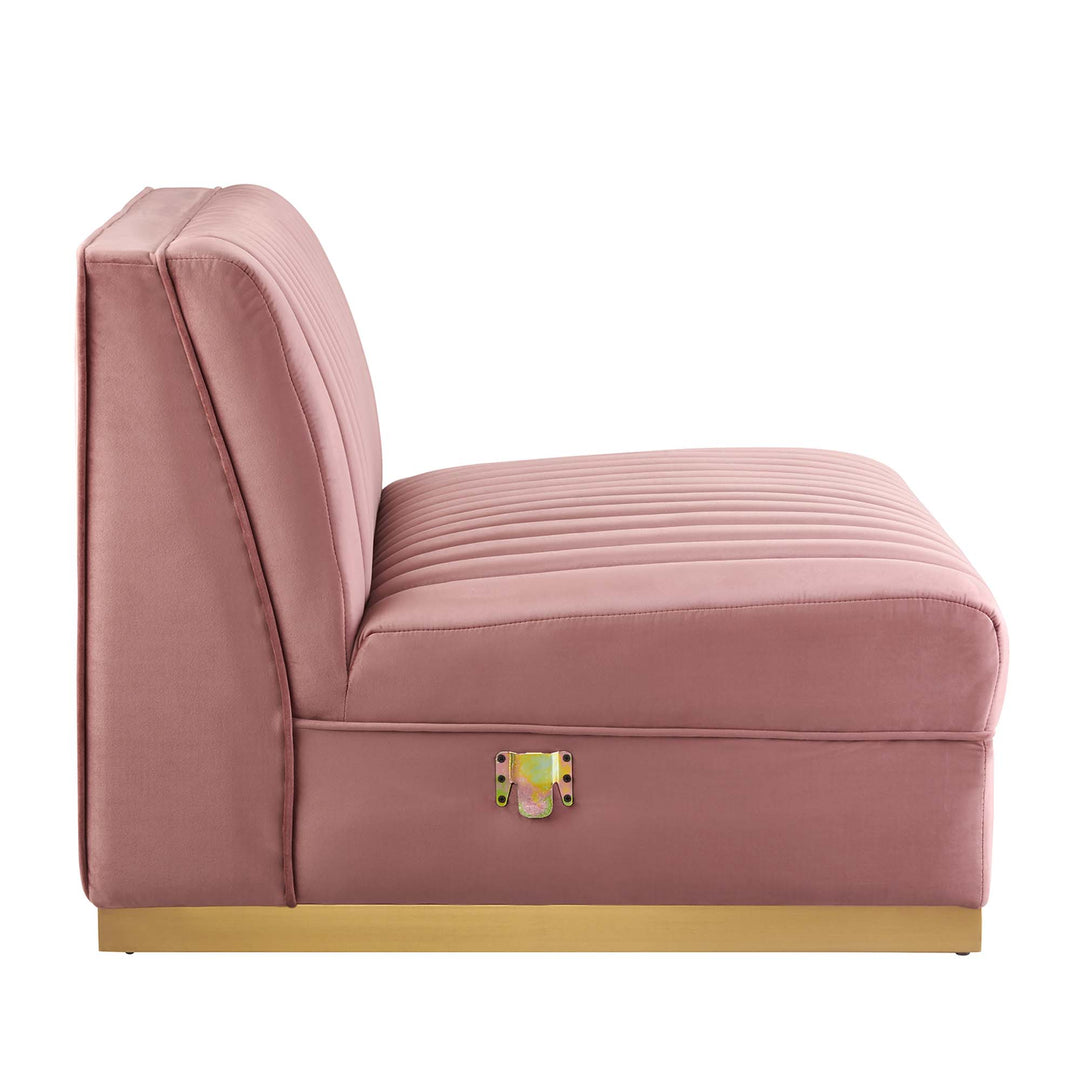 Sanguine Channel Tufted Performance Velvet 4-Seat Modular Sectional Sofa in Dusty Rose