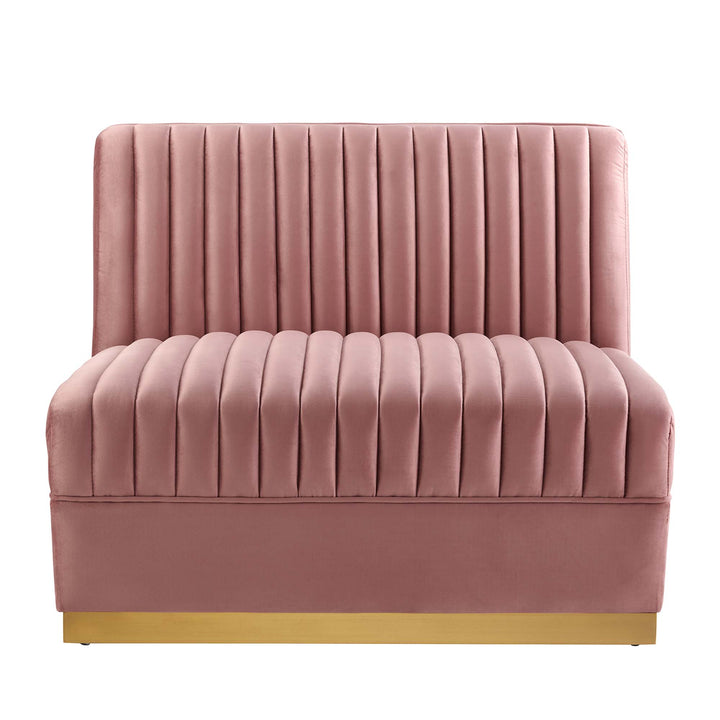 Sanguine Channel Tufted Performance Velvet 4-Seat Modular Sectional Sofa in Dusty Rose