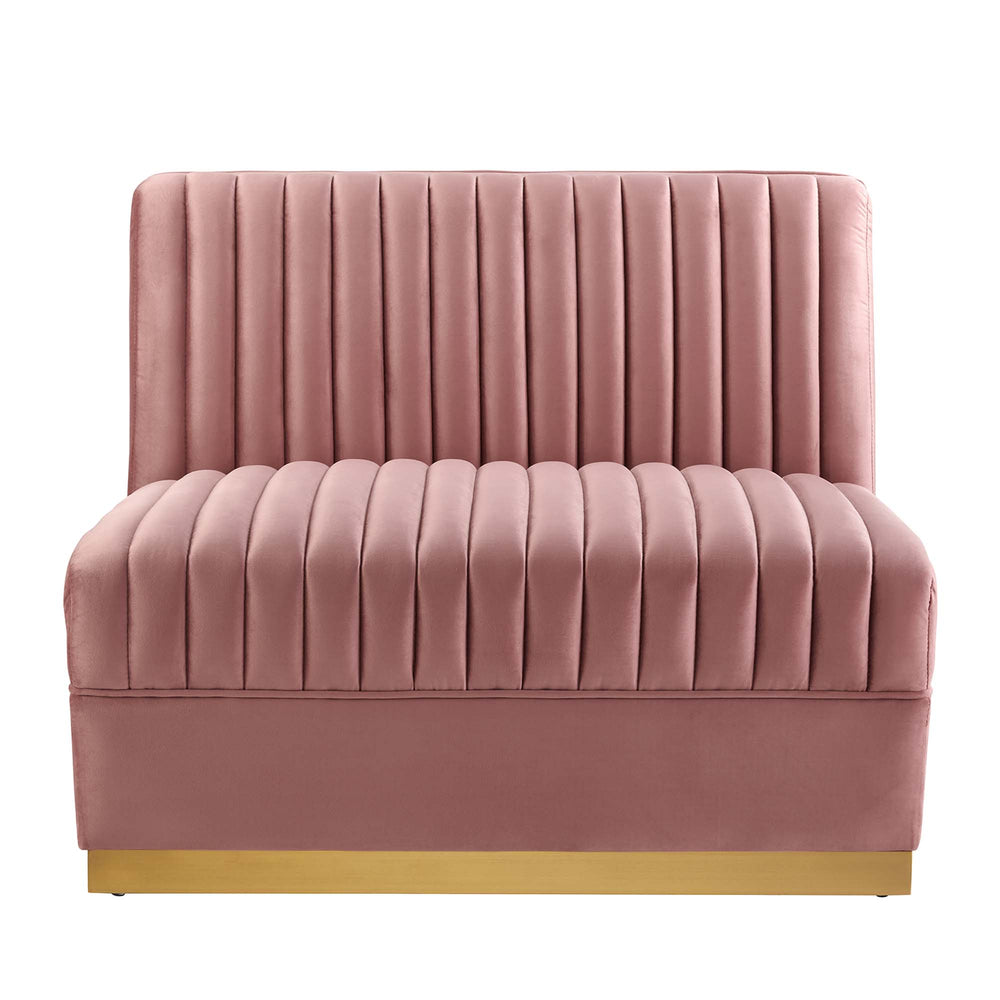 Sanguine Channel Tufted Performance Velvet 4-Seat Modular Sectional Sofa in Dusty Rose