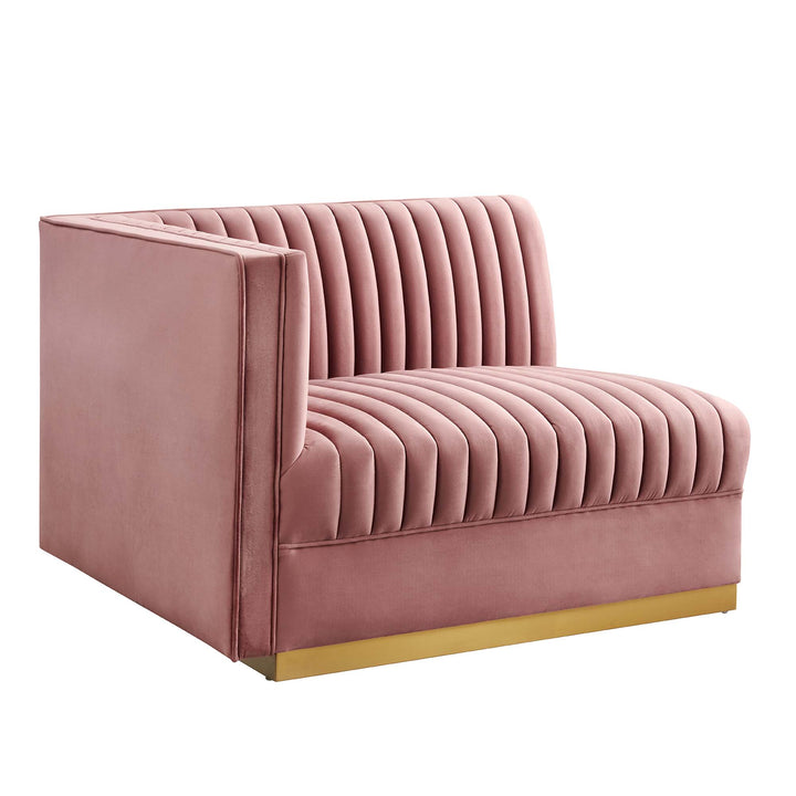 Sanguine Channel Tufted Performance Velvet 4-Seat Modular Sectional Sofa in Dusty Rose
