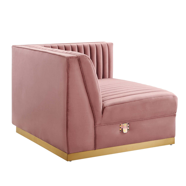 Sanguine Channel Tufted Performance Velvet 4-Seat Modular Sectional Sofa in Dusty Rose