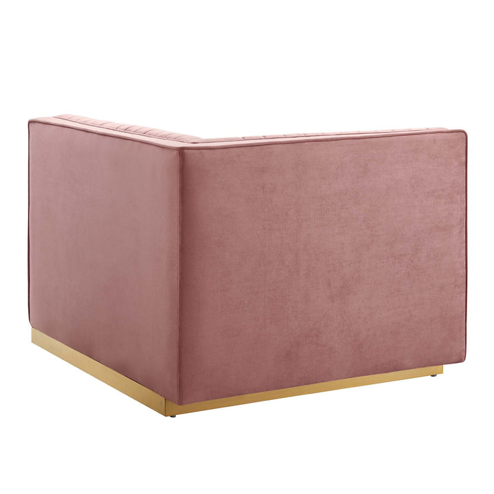 Sanguine Channel Tufted Performance Velvet 4-Seat Modular Sectional Sofa in Dusty Rose