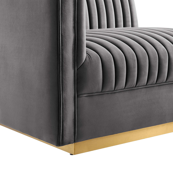 Sanguine Channel Tufted Performance Velvet 4-Seat Modular Sectional Sofa in Gray