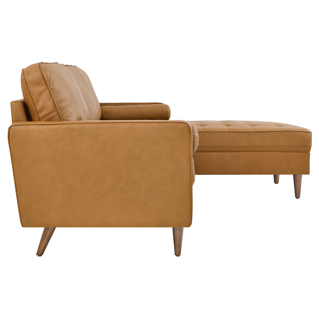 Valour 98" Leather Sectional Sofa in Tan