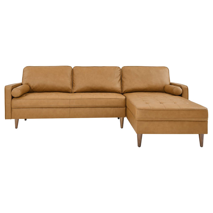 Valour 98" Leather Sectional Sofa in Tan